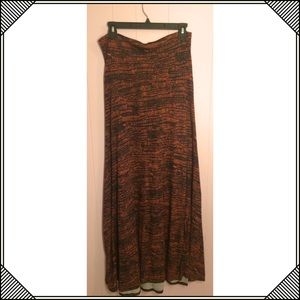 LuLaRoe Maxi Skirt M Burnt Orange and Black